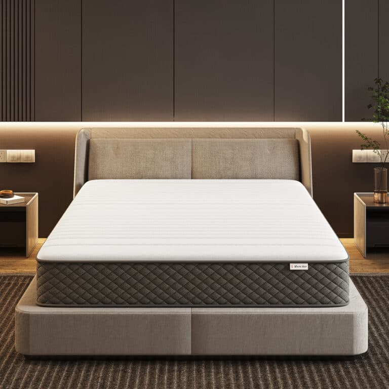 Full Size Hybrid Mattress and Wooden Bed Frame Bundle Sale White Nest