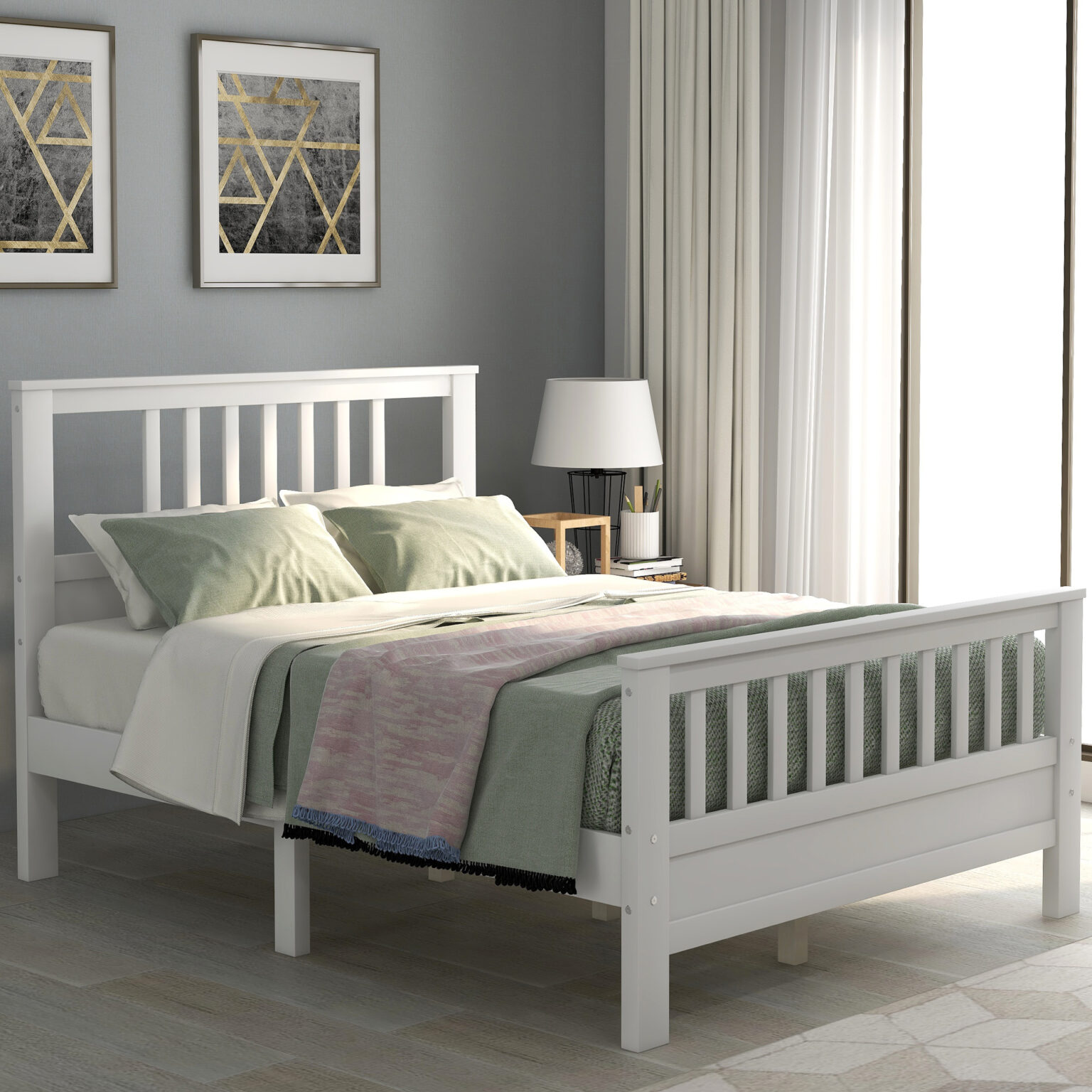 Full Size Hybrid Mattress and Wooden Bed Frame Bundle Sale | White Nest ...