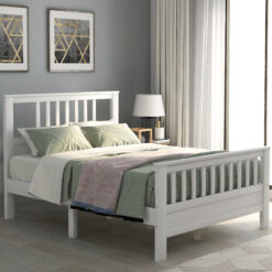 Twin Size Wood Platform Bed with Headboard and Footboard